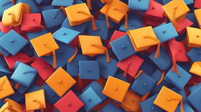 Vibrant Seamless Graduation Patches Top-Down View in 8K Quality