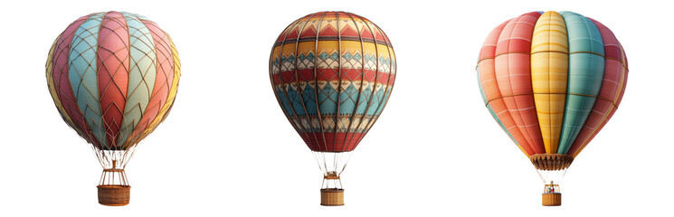 Hot air balloon set isolated on transparent background