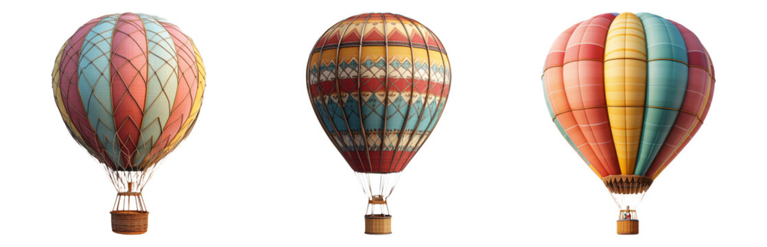 Fototapeta Hot air balloon set isolated on transparent background
