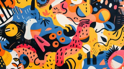 Fototapeta premium Colorful Abstract Art with Playful Patterns