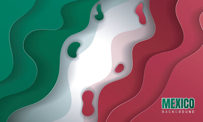 Simple green white and red pop up background design. Mexico independence day background design