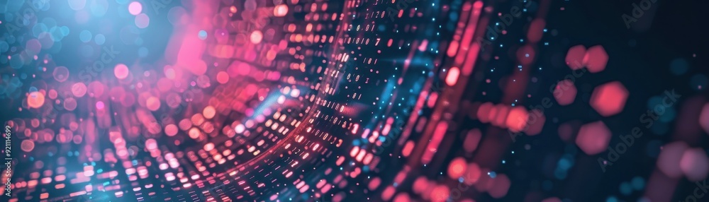 Poster abstract bokeh background with neon lights
