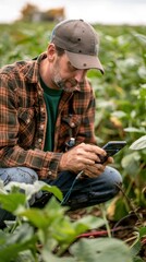 Farmer Using Technology in the Field