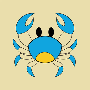 blue crab cartoon on beige background clip art preview