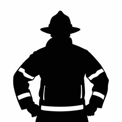 Firefighter black and white  silhouette illustration