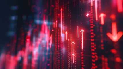 Financial Growth Concept with Upward Arrows and Candlestick Chart Background