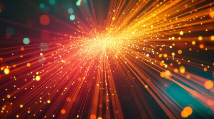 Obraz premium red orange glowing rays emanating from one point