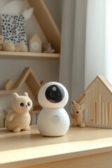 Baby Monitor on Wooden Shelf in Nursery