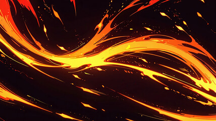 Fototapeta premium Anime style. A macro view of a fire background with flames, burning flame. Generative AI.