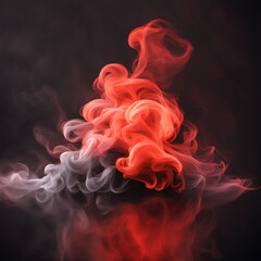 Billowing red and white smoke on a dark abstract background, realistic, 3D | Variant 1