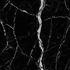 A texture of black marble with rich, deep grey hues and white veins.