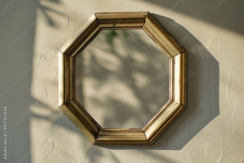Poster a hexagon-shaped window allowing light to filter into the room, showcasing a unique architectural de