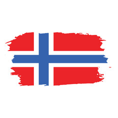 Brush painted national emblem of Norway country on white background