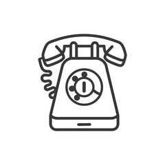 Outline Illustration of a Retro Rotary Phone