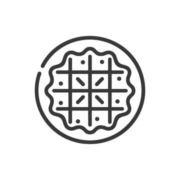 recommend clip art: Outline Illustration of a Round Waffle with Wavy Edges