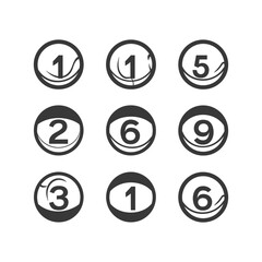 Nine Circular Icons with Numbers 1 9