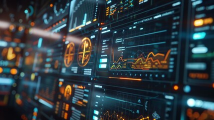Naklejka premium computer screens with trading charts