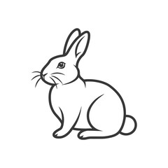 Obraz premium Outline Drawing of a Sitting Rabbit