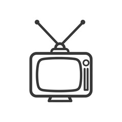 Outline Drawing of a Vintage Television with Antenna