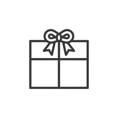 Outline Icon of a Gift Box with a Bow on Top