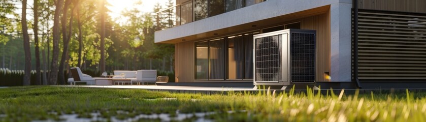 Modern House with Air Conditioner Unit
