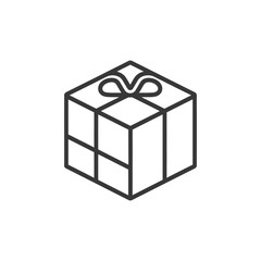 Outline illustration of a gift box with a bow on top