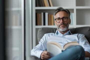 Fototapeta premium Financial advisor giving advice from a home office recliner, lazy career, relaxed finance