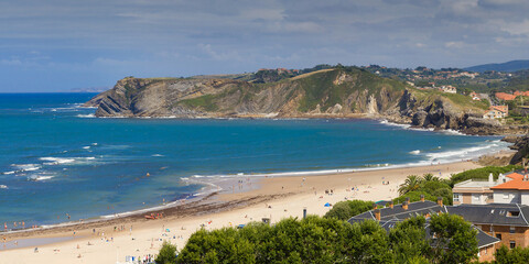 Fototapeta premium Beach of Comillas from the Monument to the Marquis of Comillas