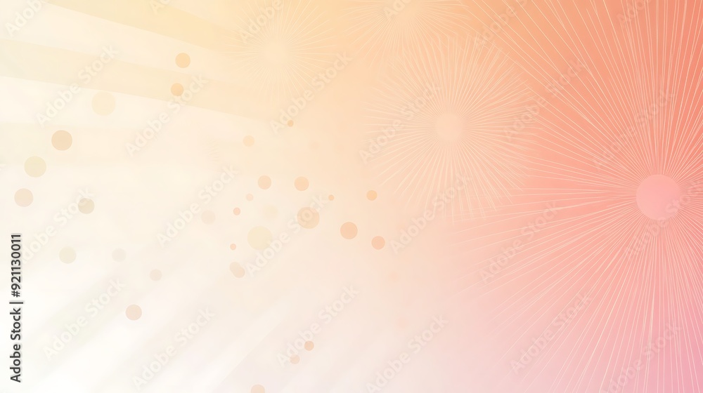 Poster soft peach to pale pink gradient background with random sunburst patterns