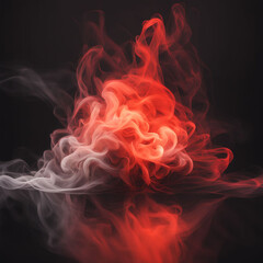Billowing red and white smoke on a dark abstract background, realistic, 3D | Variant 2