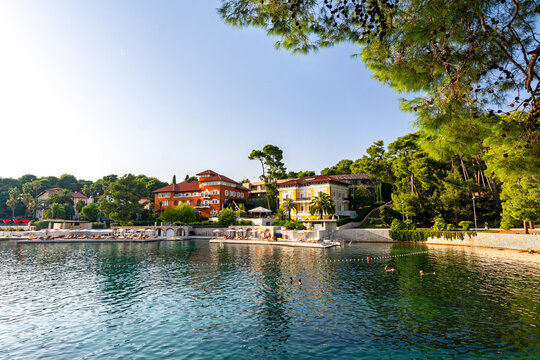 Scenic view of the Cikat Bay on the island of Losinj in the Adriatic Sea, Croatia