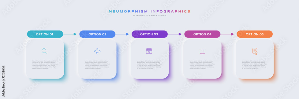 Poster infographic design template with 5 options or steps and line icons. useful for process diagram, pres