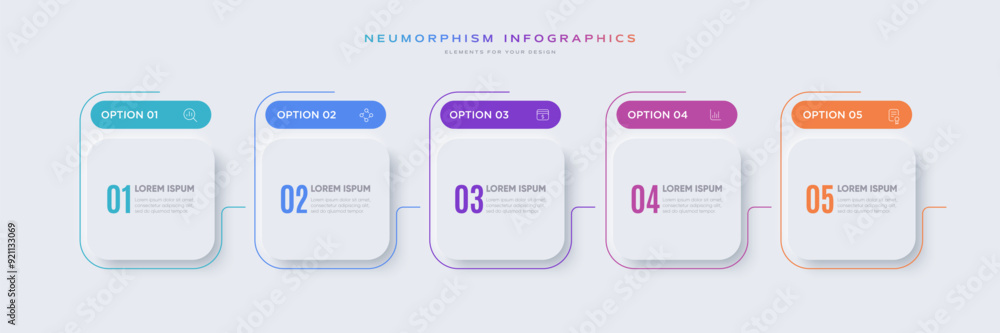 Poster infographic design template with 5 options or steps and line icons. useful for process diagram, pres