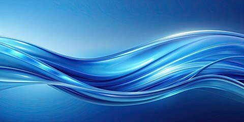 Obraz premium Blue wave abstract background with a calming and fluid design, blue, wave, abstract, background, water, ocean, sea, fluid