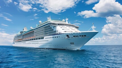 Luxury Cruise Ship Sailing on a Sunny Day