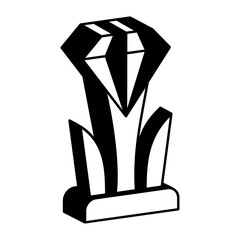Luxury business management trophy vector icon design, token of recognition symbol, Expression of gratitude sign, distinctive insignia  illustration, Leaf Diamond Abstract Shape Award isometric concept