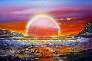 art oil color painting phuket thailand sea beach	