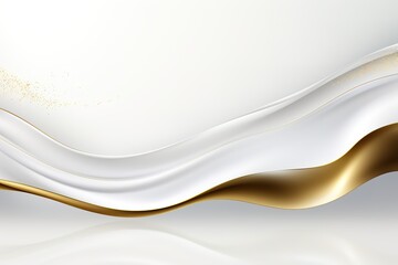 Obraz premium Abstract white and gold wave background with copy space.