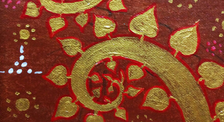 art painting thai kranok pattern ancient thailand
