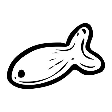 recommend clip art: Cookie cracker fish hand drawn doodle. Salty cookies. Shortbread. Dessert food. Confectionery sweets. Sugar pastry. Bakery products. Snack. Vector outline line art illustration.