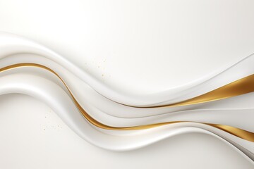Obraz premium Abstract white and gold wave background with copy space.
