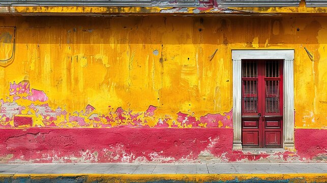   Red & Yellow bldg w/ Red dtr & Red & White FH in fnt
