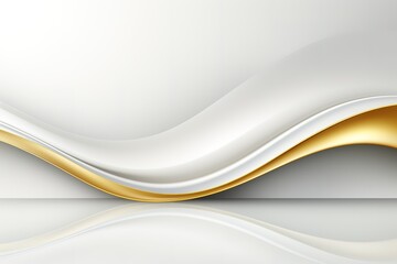 Obraz premium Abstract white and gold wave background with reflective surface.