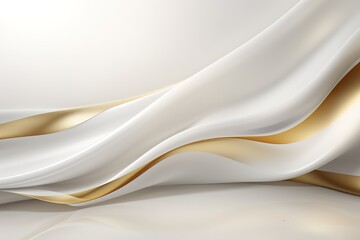 Obraz premium Abstract white and gold wave design.
