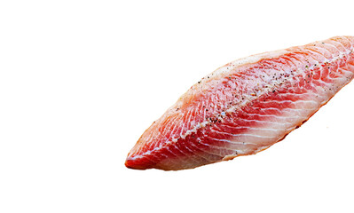 Fresh fish fillet on white background PNG Image, fresh seafood concept.