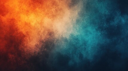 Celestial Collision: A vibrant abstract background where fiery orange and cool blue smoke collide and blend seamlessly, creating a mesmerizing interplay of color and texture. 