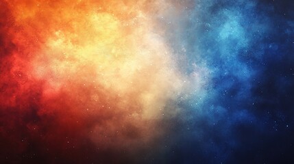 Cosmic Clash: Fire and Ice - A celestial tapestry of fiery orange and icy blue nebula clouds collide in a vibrant abstract display.