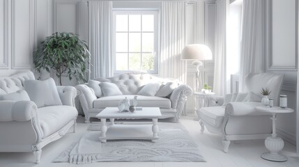 White Living Room Interior Design