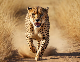 Naklejka premium cheetah running in speed