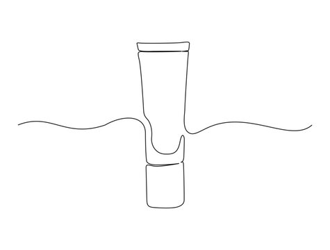 recommend clip art: Continuous one line drawing of cosmetic lotion tube. Cosmetic bottle single line vector illustration. Editable line vector.
